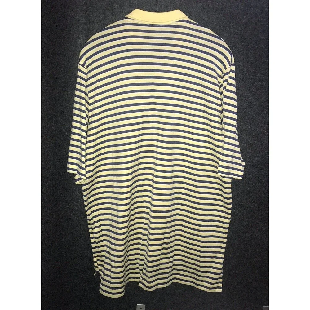 Polo Golf‎ Ralph Lauren Pima Cotton Polo Shirt XL Yellow Navy Blue White Striped